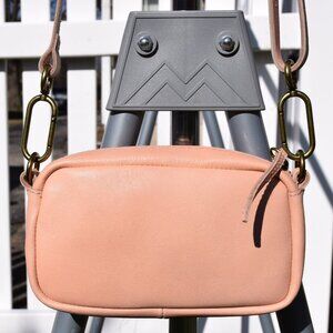 Madewell The Leather Carabiner Mini Crossbody Bag Pink Beige